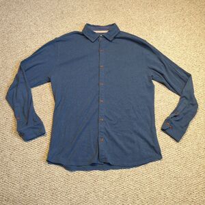The Normal Brand Puremeso Button Down Shirt Mens Large Blue Knit Soft Casual